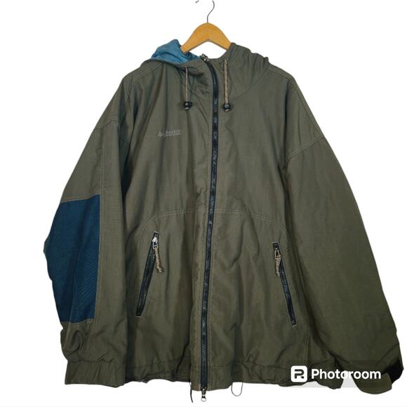 Columbia Vintage 90's Men's Green-brown Coat Jacket - Picture 1 of 6